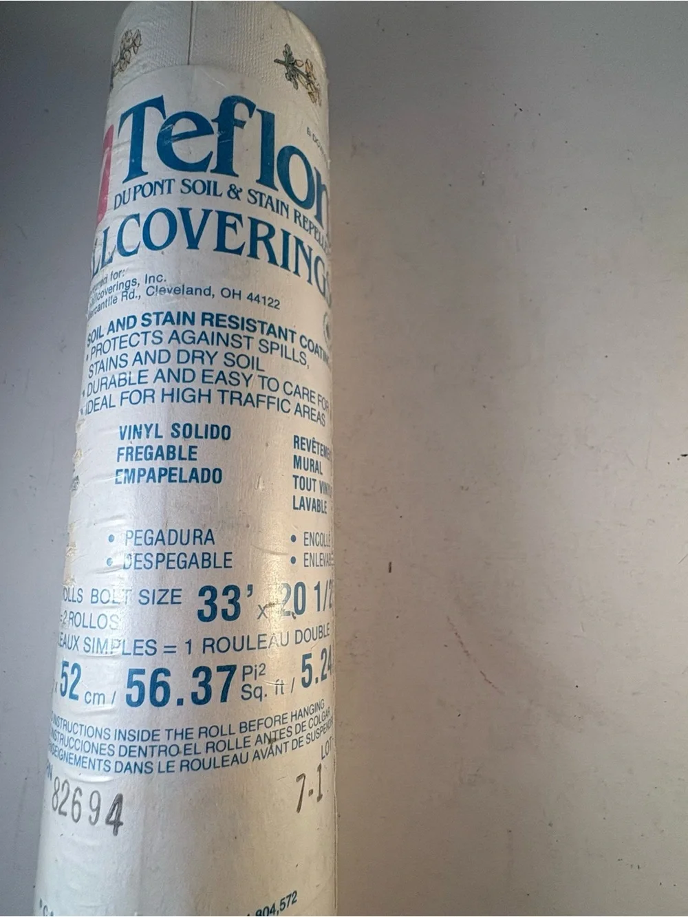 Vtg C&A Wallcoverings White Floral Wallpaper Bolt 33' X 20.5